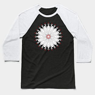 Red Inside Mandala Baseball T-Shirt